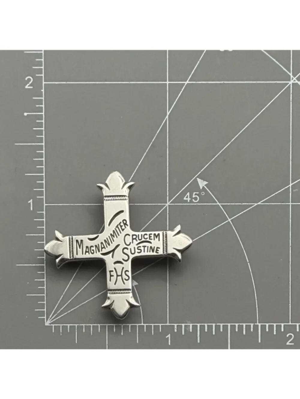 James Avery Cross Brooch Pendant Convertible Sterling Silver Latin Motto Etched